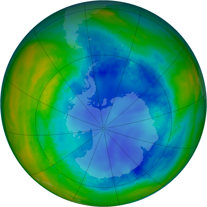 Antarctic ozone map for 09 August 2003